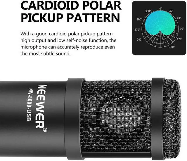 Alt view image 3 of 5 - USB Microphone Kit, Plug & Play Cardioid Podcast Condenser Mic with Pro Sound Chipset for Gaming, Streaming(NW-8000-USB)