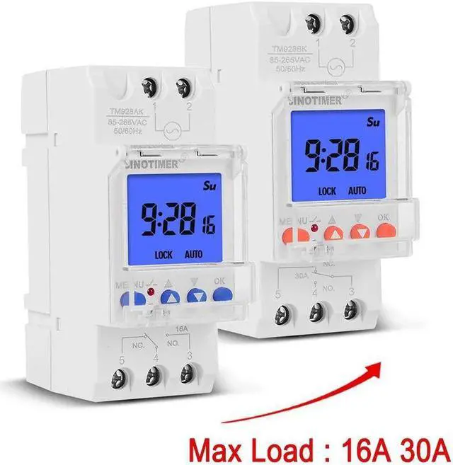 Alt view image 3 of 5 - TM928AKL TM928BKL LCD Display Backlight Digital Weekly Programmer Universal 220V 110V Input 1NO + 1NC Cycle Time Controller DIN Rail