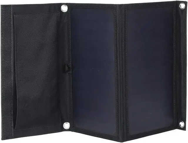 Main image of 30W 5V Foldable Black Solar Panel Power Bank Pack with Dual USB for Camping Hiking