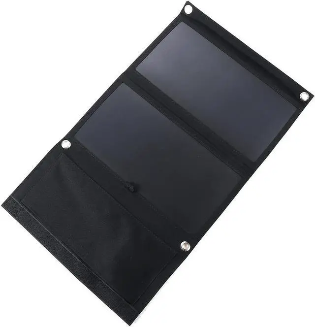 Alt view image 2 of 5 - 30W 5V Foldable Black Solar Panel Power Bank Pack with Dual USB for Camping Hiking