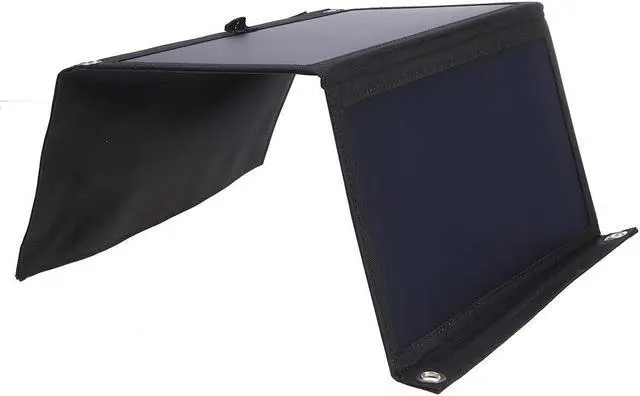 Alt view image 5 of 5 - 30W 5V Foldable Black Solar Panel Power Bank Pack with Dual USB for Camping Hiking