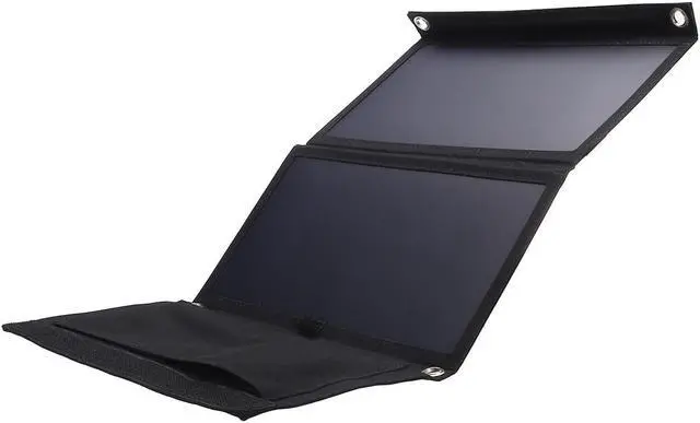 Alt view image 4 of 5 - 30W 5V Foldable Black Solar Panel Power Bank Pack with Dual USB for Camping Hiking