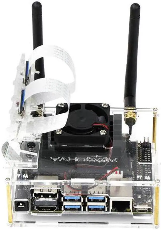 Alt view image 2 of 5 - Jetson Nano Development Board Acrylic NVIDIA Protective Case With Cooling Fan Compatible B01