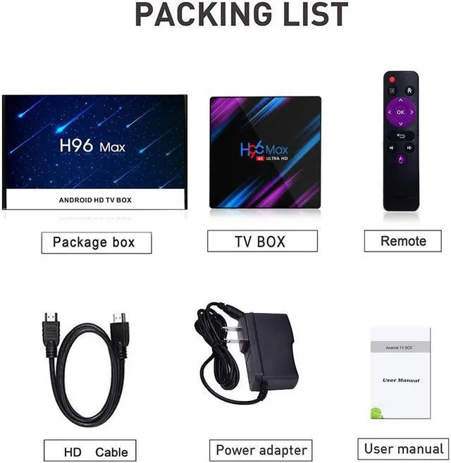 Alt view image 5 of 5 - H96 MAX Smart TV Box Android 10.0 4GB RAM 64GB ROM RK3318 1080p 60fps H96Max 4K WiFi Media Player Youtube Set Top Box 1G8G