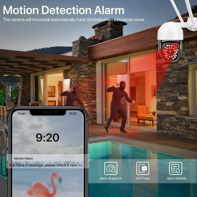 Alt view image 3 of 5 - Camera 5MP HD Outdoor WiFi IP Camera Video Surveillance 1080P Wireless Security Camera t Home Speed Dome Cam AI Tracking