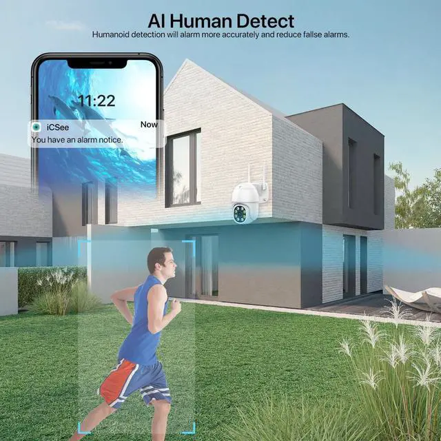 Alt view image 2 of 5 - 8MP HD IP Camera Outdoor 4K H.265 Wireless Wifi PTZ Camera AI Tracking 5MP Security CCTV Camera P2P Video Surveillance iCsee APP