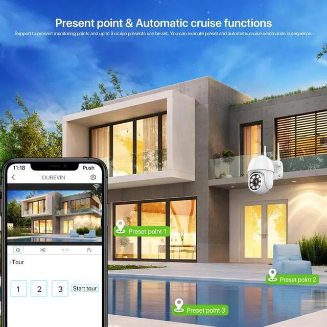 Alt view image 4 of 5 - 8MP HD IP Camera Outdoor 4K H.265 Wireless Wifi PTZ Camera AI Tracking 5MP Security CCTV Camera P2P Video Surveillance iCsee APP