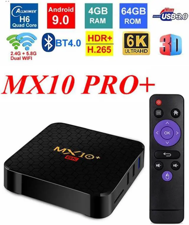 Main image of 6K TV Box MX10 Plus Android 9.0 Allwinner H6 Quad Core 4G 32G 64G 5G Dual WiFi BT4.0 USB3.0 Support 6K*4K H.265 Media Player