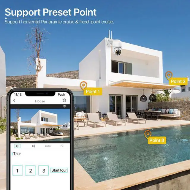 Alt view image 4 of 5 - 4K 8MP HD Wifi IP Camera 5MP 3MP Wireless Security PTZ Camera H.265 AI Human Detection Surveillance Camera P2P CCTV iCSee APP