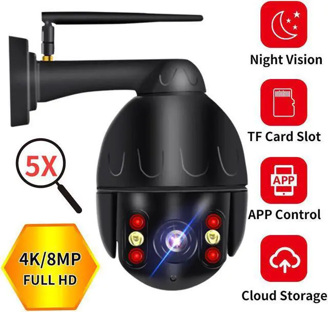 Alt view image 5 of 5 - 8mp 4k Cloud Wifi PTZ Camera Outdoor 2MP Home Security IP Camera 5X Optical Zoom Speed Dome Camera P2P cctv camera