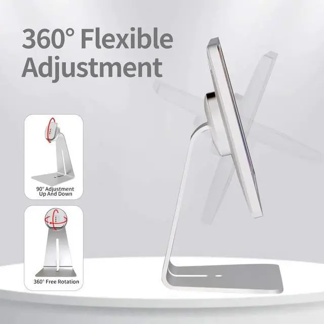 Alt view image 3 of 7 - Emonita Magnetic iPad Stand, with 360° Adjustable and Rotatable Charging Port, Only iPad Stand -silver