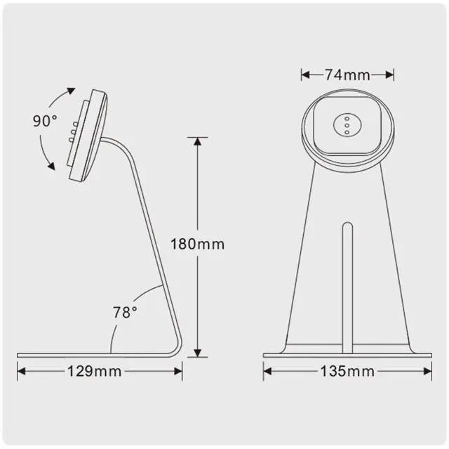 Alt view image 5 of 7 - EMONITA Magnetic iPad Stand with Charging Case for iPad mini (6th gen/ A17) 8.3", 360° Adjustable and Rotatable Charging Port