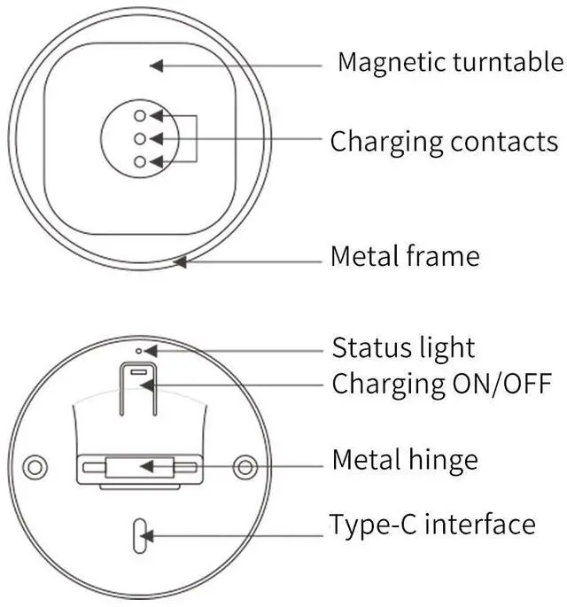 Alt view image 6 of 7 - EMONITA Magnetic iPad Stand with Charging Case for iPad mini (6th gen/ A17) 8.3", 360° Adjustable and Rotatable Charging Port