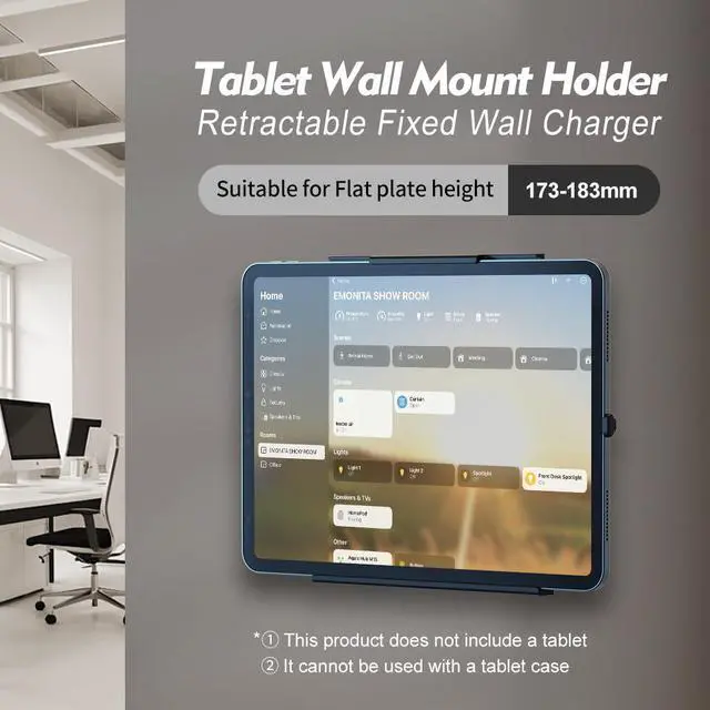 Main image of EMONITA ClipDock Wall Mount with Charger for ipad (10th gen) 10.9-inch Retractable Fixed Bracket  Type-C Charging Stand