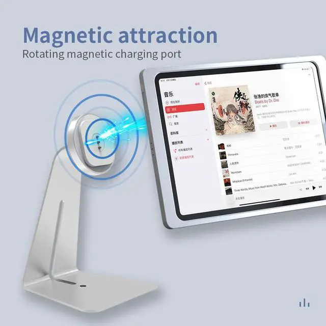 Alt view image 3 of 7 - EMONITA Magnetic Stand on Desk with Charging Case A10 for iPad Pro (6th / 5th / 4th / 3rd Generation) 12.9-Inch, Classic L Shape, Sturdy Metal Base, Strong Magnets, 360 Rotation, 90 Tilt