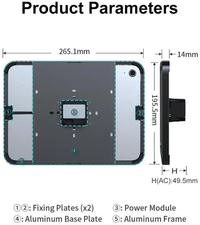 Alt view image 5 of 6 - EMONITA iPad Wall Mount Frame for iPad (A16/ 10th gen) 11-Inch Full Tablet Charging Dock Station Wireless Chargers Stand