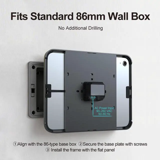 Alt view image 4 of 6 - EMONITA iPad Wall Mount Frame for iPad (A16/ 10th gen) 11-Inch Full Tablet Charging Dock Station Wireless Chargers Stand