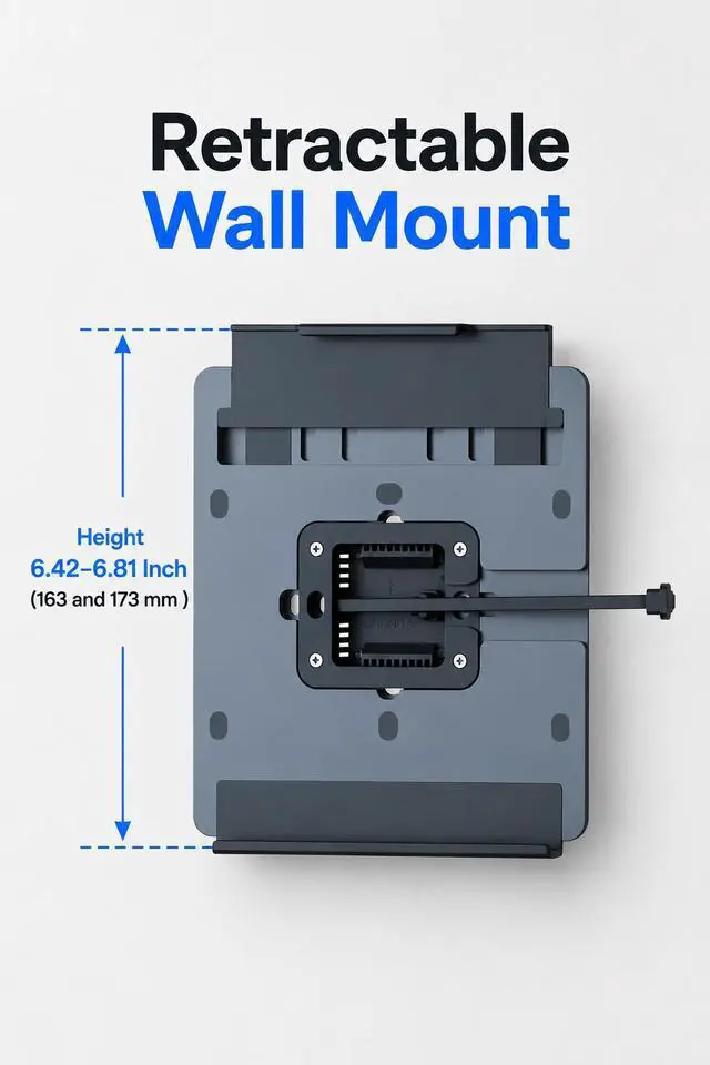 Main image of EMONITA ClipDock Anti-Theft Wall Mount Holder w/ Hidden AC Power Module for Samsung, Redmi, Lenovo Android Tablets (Height 163-173mm/6.42"-6.80", Max Depth 7.5mm)