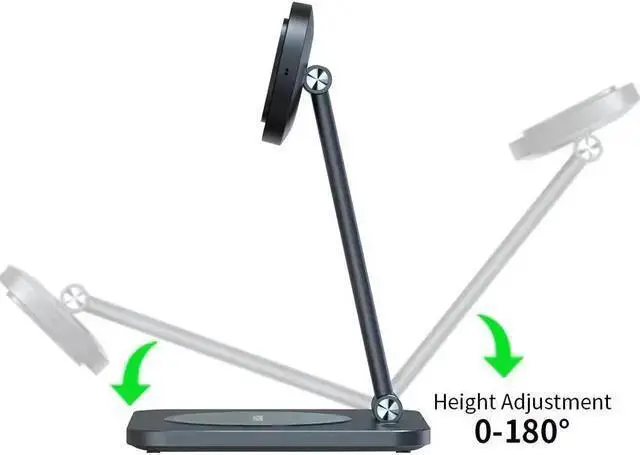 Alt view image 4 of 5 - EMONITA Foldable Magnetic iPad Desktop Stand (Stand & Magnetic Ring Only, Case Not Included) - 360° Rotation, Non-Charging (Black)