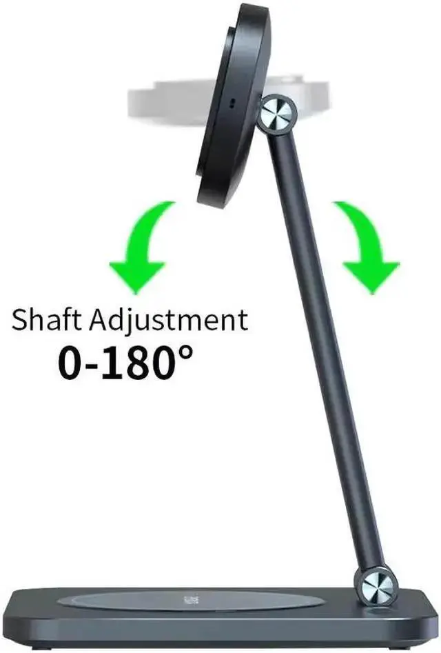 Alt view image 3 of 5 - EMONITA Foldable Magnetic iPad Desktop Stand (Stand & Magnetic Ring Only, Case Not Included) - 360° Rotation, Non-Charging (Black)