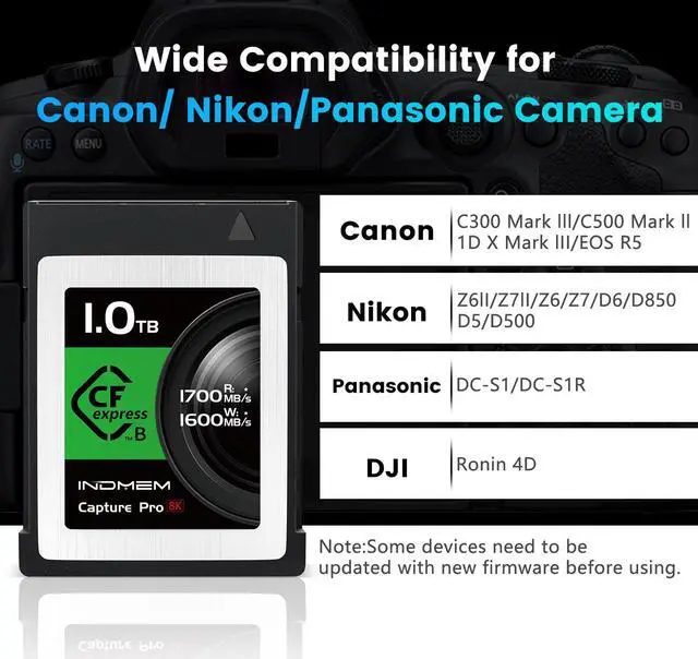 Alt view image 6 of 7 - 1TB CFExpress Type B Memory Card R:1700MB/s 8K Professional CFexpress Card For Photographer CFexpress Memory Card For Canon, For Panasonic, For Nikon