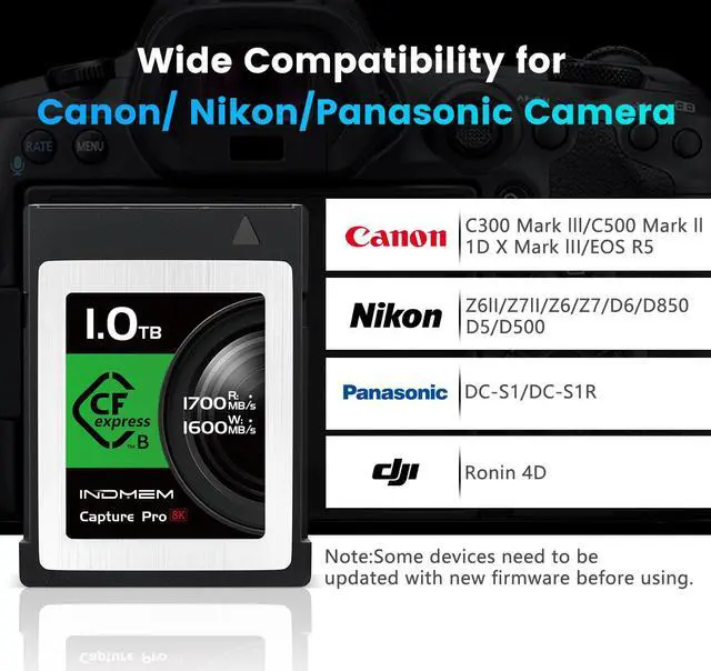 Alt view image 5 of 7 - 1TB CFExpress Type B Memory Card R:1700MB/s 8K Professional CFexpress Card For Photographer CFexpress Memory Card For Canon, For Panasonic, For Nikon