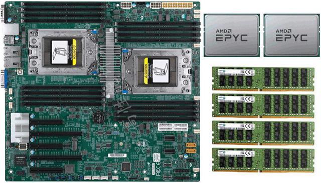 Supermicro H11DSi-NT Motherboard, 2x AMD EPYC 7601 CPU 32 Core 2.7