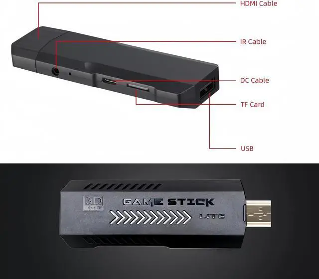 Alt view image 3 of 7 - CZQEPMB X2 Retro Game Stick,Plug and Play Video Game Stick with 40,000 Games,128G Retro Arcade Game Emulator Handheld Game Console 4K with Dual 2.4G Controllers