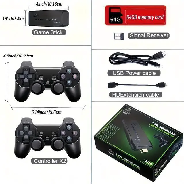 Alt view image 7 of 7 - CZQEPMB Wireless Retro Game Console, Retro Game Stick with Built-in 9 Emulators, 20000+ Games, 4k Hdmi Output, and 2.4GHz Wireless Controller, Plug and Retro Play Video Games for Tv (64 G)