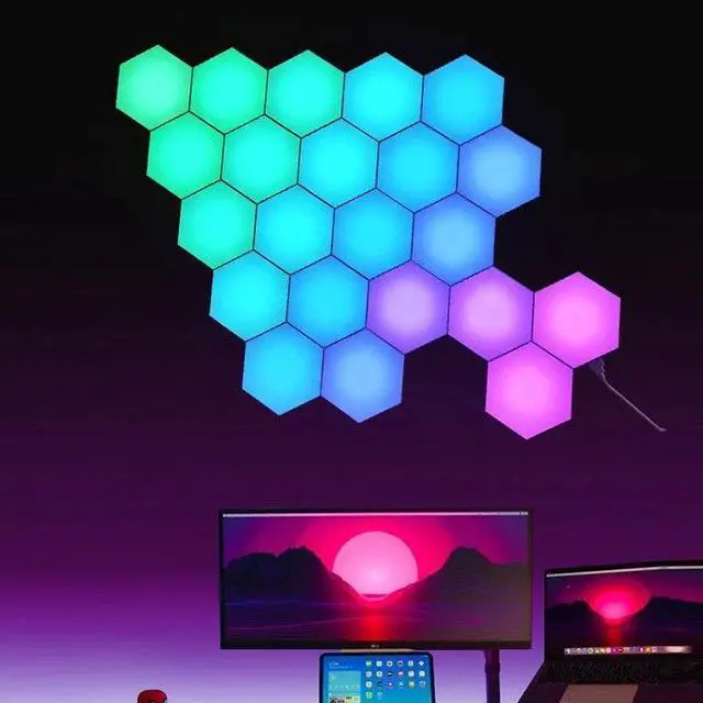 Main image of CZQEPMB RGB Gaming Room Light, Touch sensitive modular wall lights Honeycomb wall lamps RGB LED ambient lights music sync(6PCS)