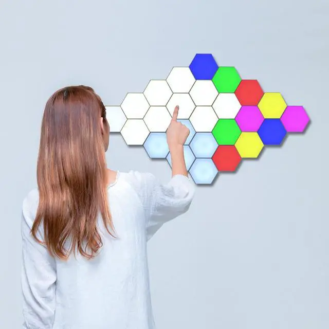 Alt view image 5 of 7 - CZQEPMB RGB Gaming Room Light, Touch sensitive modular wall lights Honeycomb wall lamps RGB LED ambient lights music sync(6PCS)