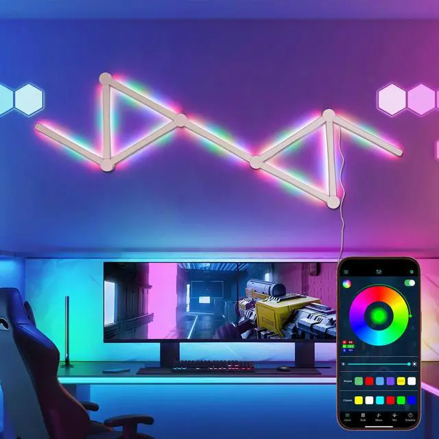 Main image of CZQEPMB RGB Gaming Room Light, 9 Pcs RGBW Modular Music Sync Wall Lights, Works with Alexa and Google, Smart Modern Music Sync Decor Ambient Lamp for Gaming Party Living Room Bedroom