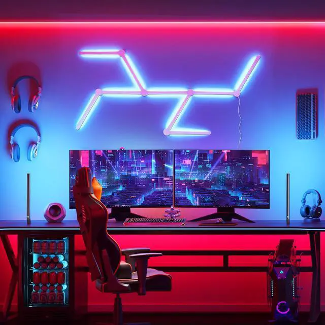Alt view image 3 of 7 - CZQEPMB RGB Gaming Room Light, 9 Pcs RGBW Modular Music Sync Wall Lights, Works with Alexa and Google, Smart Modern Music Sync Decor Ambient Lamp for Gaming Party Living Room Bedroom