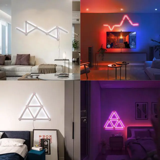 Alt view image 4 of 7 - CZQEPMB RGB Gaming Room Light, 9 Pcs RGBW Modular Music Sync Wall Lights, Works with Alexa and Google, Smart Modern Music Sync Decor Ambient Lamp for Gaming Party Living Room Bedroom