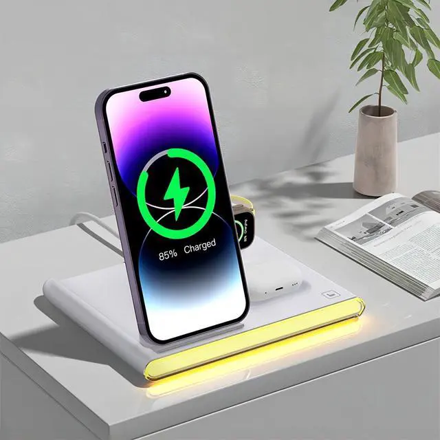 Main image of CZQEPMB 4 in 1 Fast Charing Wireless Charger Station for IPhone/iWatch/Samsung All Phones and Watches Earbuds Series White