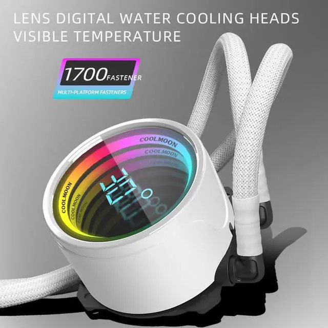 Alt view image 2 of 7 - CZQEPMB ARGB Liquid CPU Cooler,Water Cooler with Temperature Display, 240mm Digital CPU Mute Cooler ARGB & PWM Chassis Fan,LGA115X/1200/1700/1366/2011/2066,AM5/AM4/AM3/AM2/FM2/FM1/939,Gaming