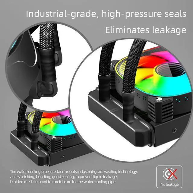 Alt view image 4 of 7 - CZQEPMB ARGB Liquid CPU Cooler,Water Cooler with Temperature Display, 240mm Digital CPU Mute Cooler ARGB & PWM Chassis Fan,LGA115X/1200/1700/1366/2011/2066,AM5/AM4/AM3/AM2/FM2/FM1/939,Gaming