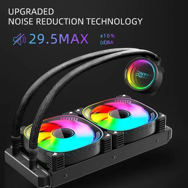 Alt view image 6 of 7 - CZQEPMB ARGB Liquid CPU Cooler,Water Cooler with Temperature Display, 240mm Digital CPU Mute Cooler ARGB & PWM Chassis Fan,LGA115X/1200/1700/1366/2011/2066,AM5/AM4/AM3/AM2/FM2/FM1/939,Gaming