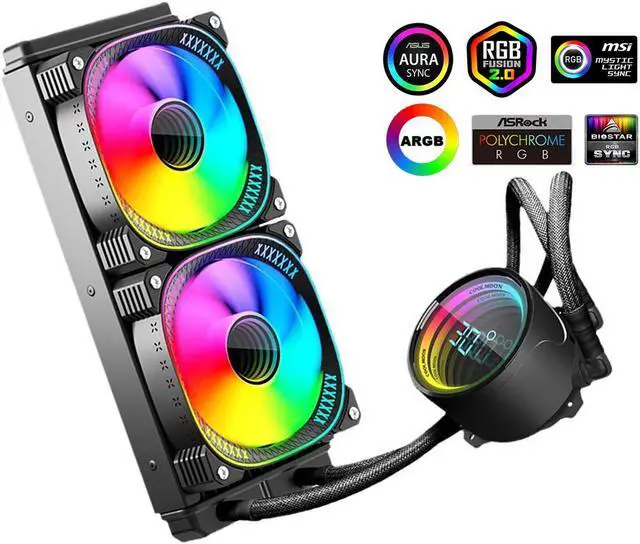 Main image of CZQEPMB ARGB Liquid CPU Cooler,Water Cooler with Temperature Display, 240mm Digital CPU Mute Cooler ARGB & PWM Chassis Fan,LGA115X/1200/1700/1366/2011/2066,AM5/AM4/AM3/AM2/FM2/FM1/939,Gaming