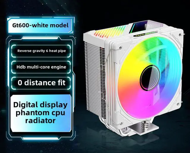Alt view image 2 of 6 - CZQEPMB CPU Cooler with Temperature Display,  ARGB  Synchronous Silent CPU Fans, 6 Copper Heat Pipes - Compatible with Intel : LGA 1851/1700/1200/115X/1366 and AMD AM4/AM5 - Easy Installation White