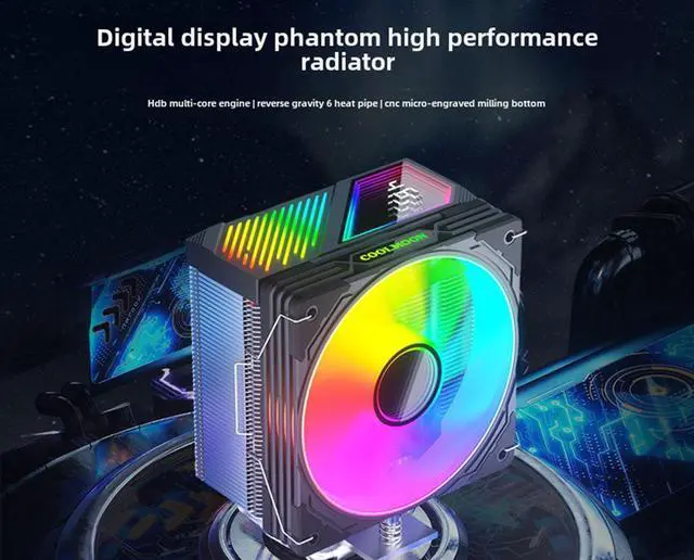 Alt view image 5 of 6 - CZQEPMB CPU Cooler with Temperature Display,  ARGB  Synchronous Silent CPU Fans, 6 Copper Heat Pipes - Compatible with Intel : LGA 1851/1700/1200/115X/1366 and AMD AM4/AM5 - Easy Installation White