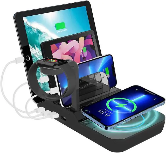 Main image of CZQEPMB 70W Charging Station for Multiple Devices, 5 in 1 Fast Charging Dock with 10W Max Wireless Charger and 4 Ports , 30W USB C PD Fast Charging for iPad, iPhone,Tablets,Kindle