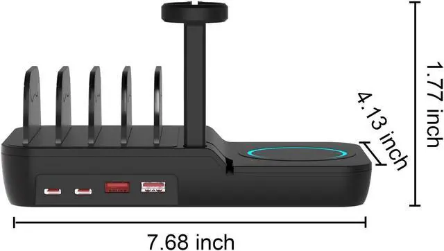 Alt view image 5 of 5 - CZQEPMB 70W Charging Station for Multiple Devices, 5 in 1 Fast Charging Dock with 10W Max Wireless Charger and 4 Ports , 30W USB C PD Fast Charging for iPad, iPhone,Tablets,Kindle