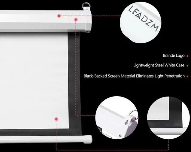 Alt view image 5 of 7 - 100" 4:3 80" x 60" Viewing Area Motorized Projector Screen with Remote Control Matte