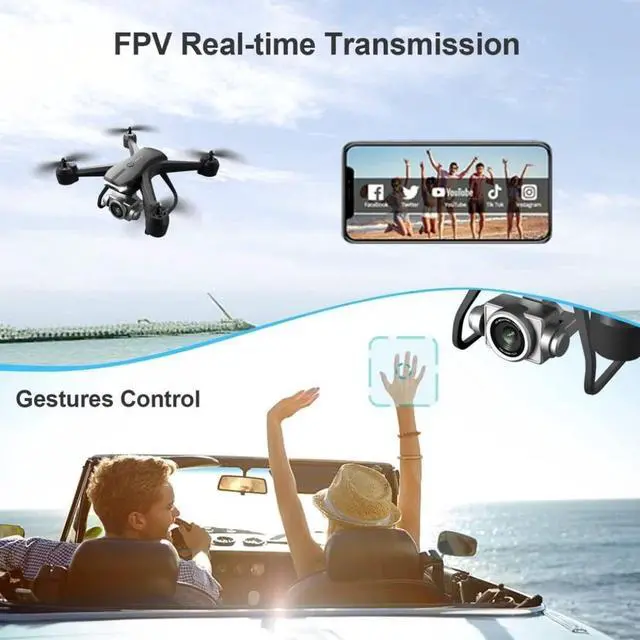 Alt view image 5 of 7 - CZQEPMB Professional Drone 6K HD Dual Camera Wifi FPV Portable RC Quadcopter 2 Batteries, Drone for Adult/Beginner