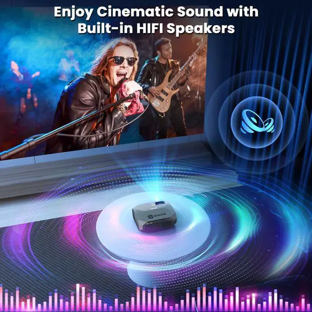 Alt view image 4 of 7 - Projector with WiFi and Bluetooth, Native 1080P Outdoor Movie Projectors 4k Supported, 15000L Portable Home Theater Projector Max 300", Indoor&Outdoor Use