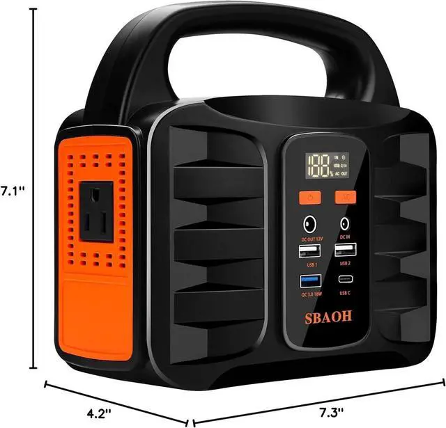 Alt view image 6 of 6 - Portable Power Station, 155Wh 42000mAh Outdoor Solar Generator with 110V/150W(Peak 200W) AC Outlet and USB-C PD(30W) Port, Power Supply for Outdoor Camping RV Trip, Home Emergency Outage