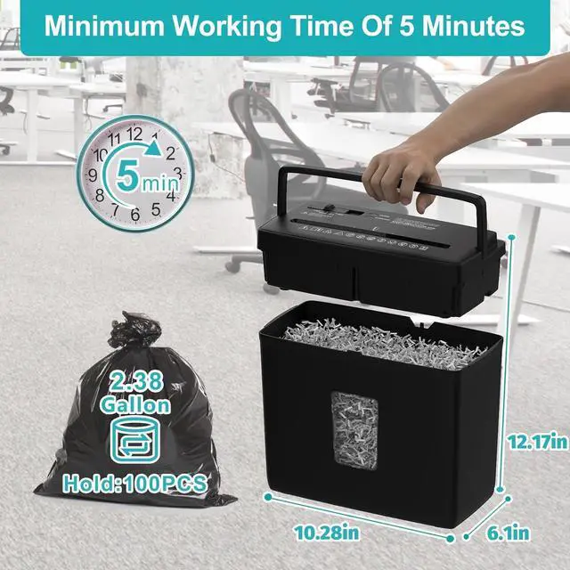 Alt view image 2 of 7 - Paper Shredder - 5-Sheet Cross Cut with 2.38-Gallon Basket - P-4 Security Level - 4-Mode Design - Shreds Credit Card - Durable, Fast, and Jam Proof for Home Office
