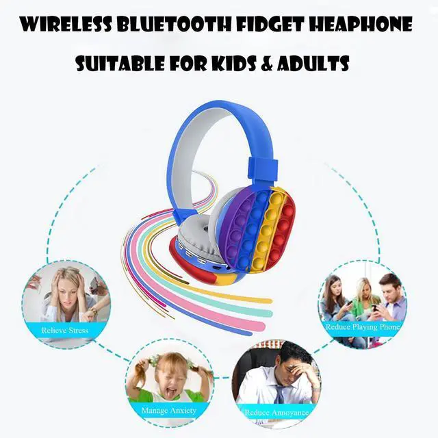 Alt view image 3 of 7 - Wireless Bluetooth Gaming Headset with Microphone,Pop Bubble Rainbow Color Wireless Bluetooth Headset