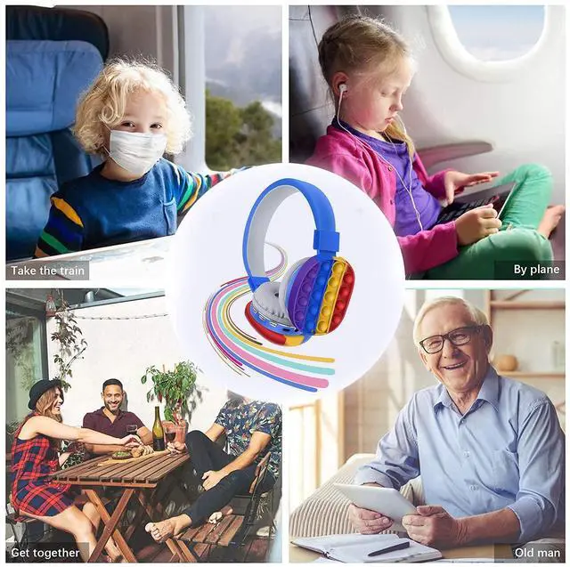 Alt view image 4 of 7 - Wireless Bluetooth Gaming Headset with Microphone,Pop Bubble Rainbow Color Wireless Bluetooth Headset
